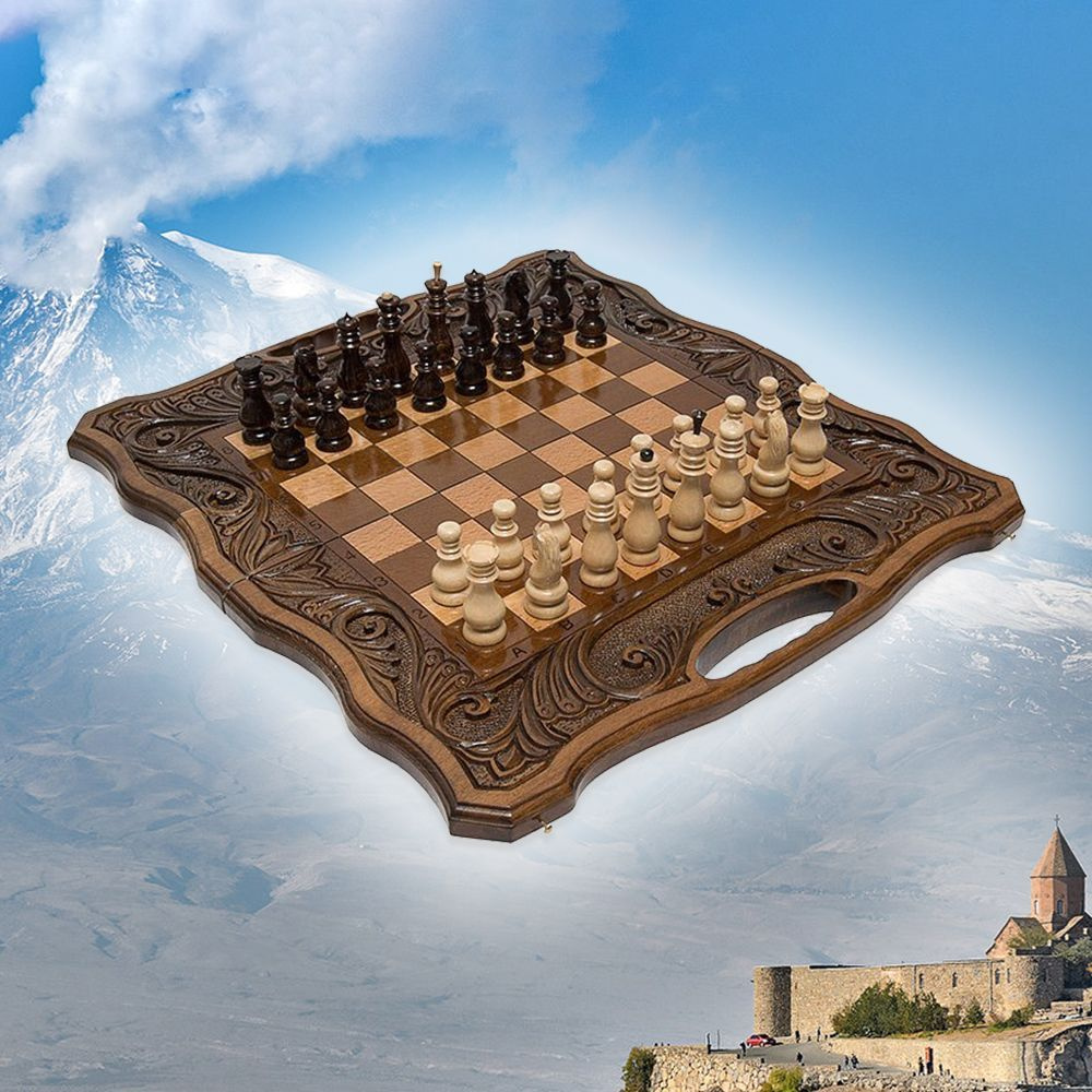 Шахматы и нарды деревянные 50 х 52 см бук Армения #1