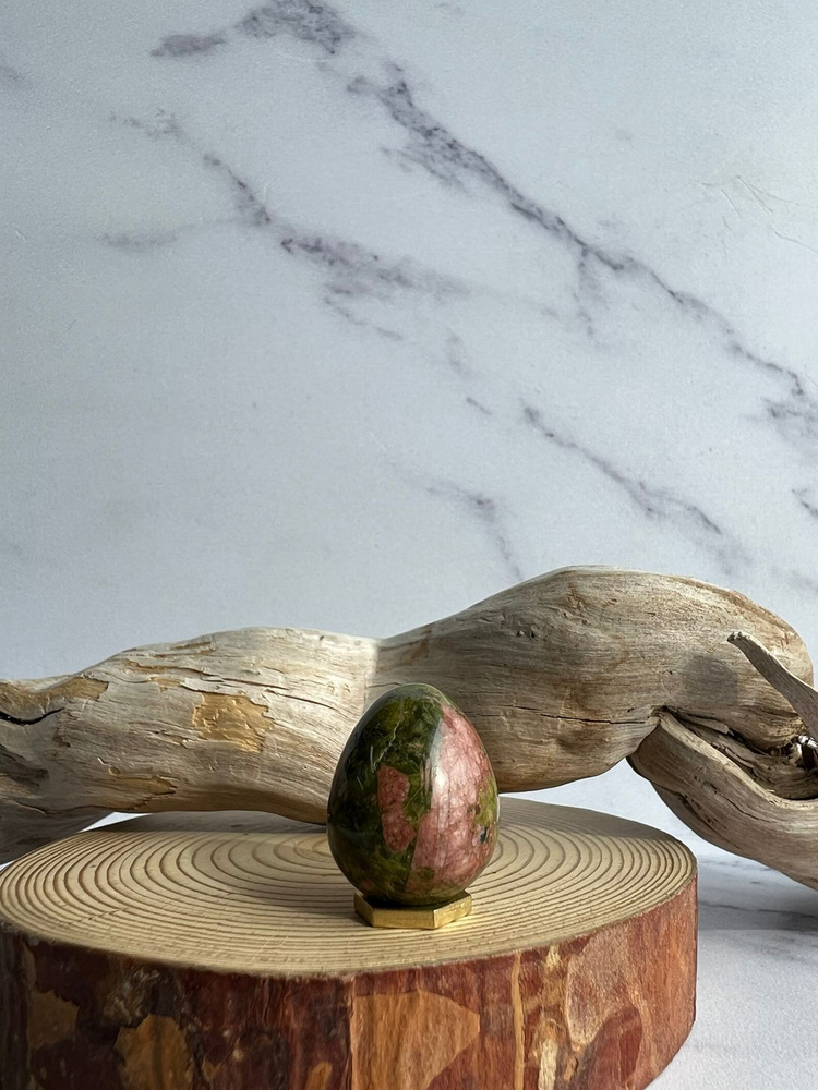 Сувенир на Пасху "Яйцо" из натурального камня Унакит, 22х18 мм.  #1