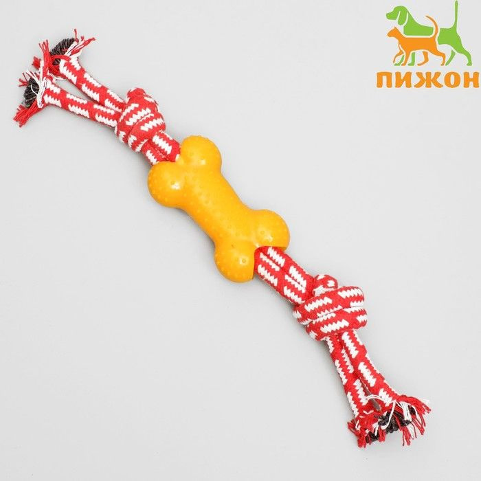 Игрушка канатная двойная с косточкой, до 30 см, до 85 г, микс цветов  #1