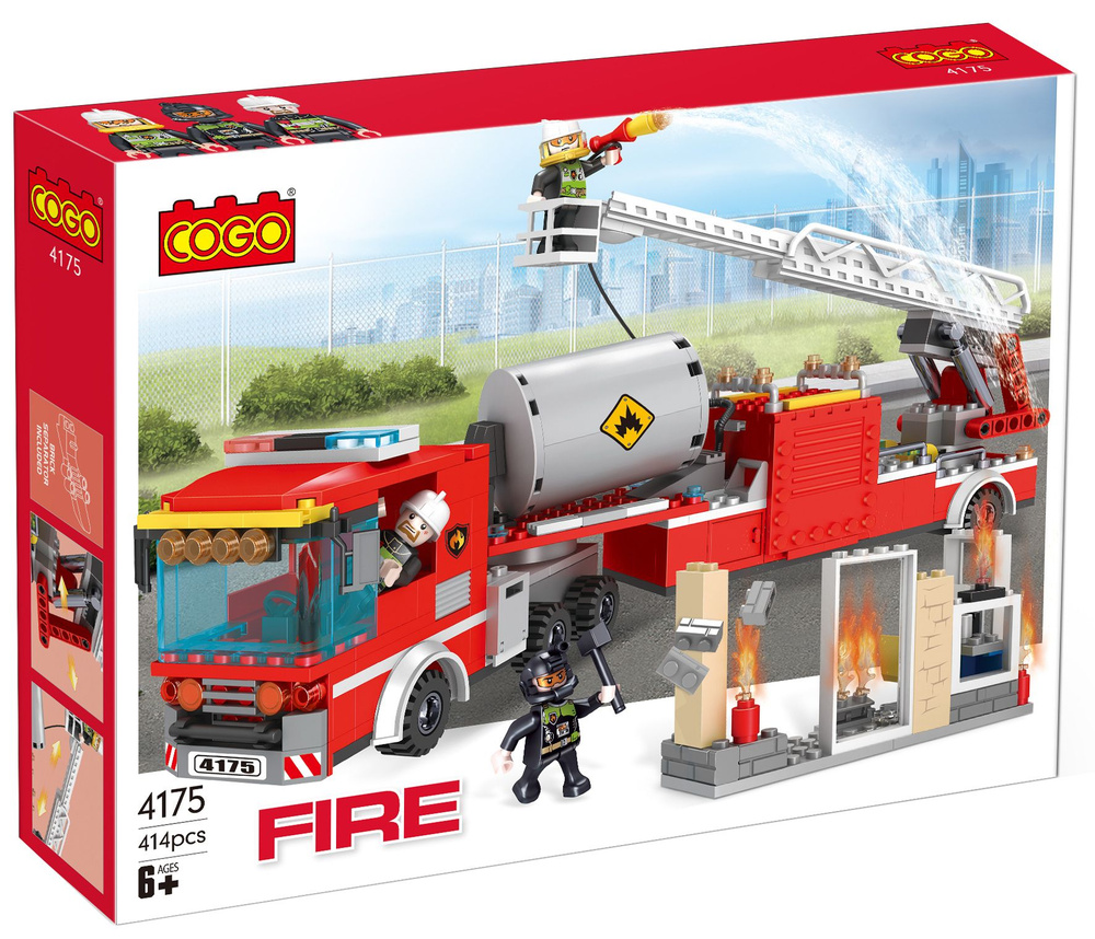 Конструктор COGO Пожарная эвакуационная машина, лего совместимый, 414 деталей, 182324  #1
