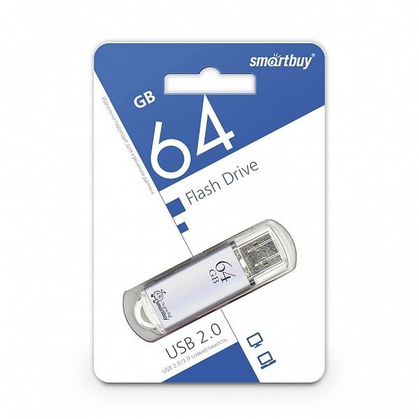 USB флешка 64Gb SmartBuy V-Cut silver USB 2.0 #1