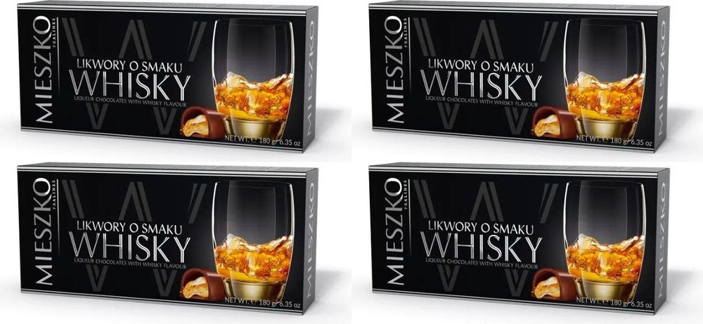 Конфеты шоколадные Mieszko Шоколад с виски, комплект: 4 упаковки по 180 г  #1