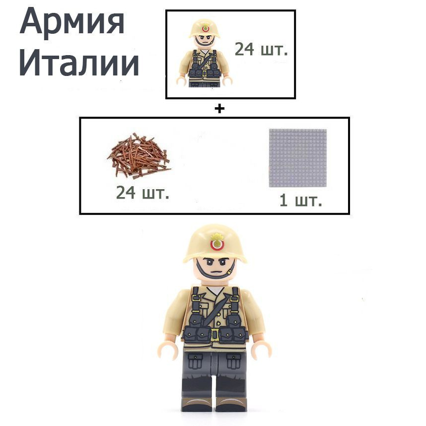 Армия Италии. Фигурки солдатиков с оружием времен ВОВ, конструктор для мальчиков.  #1