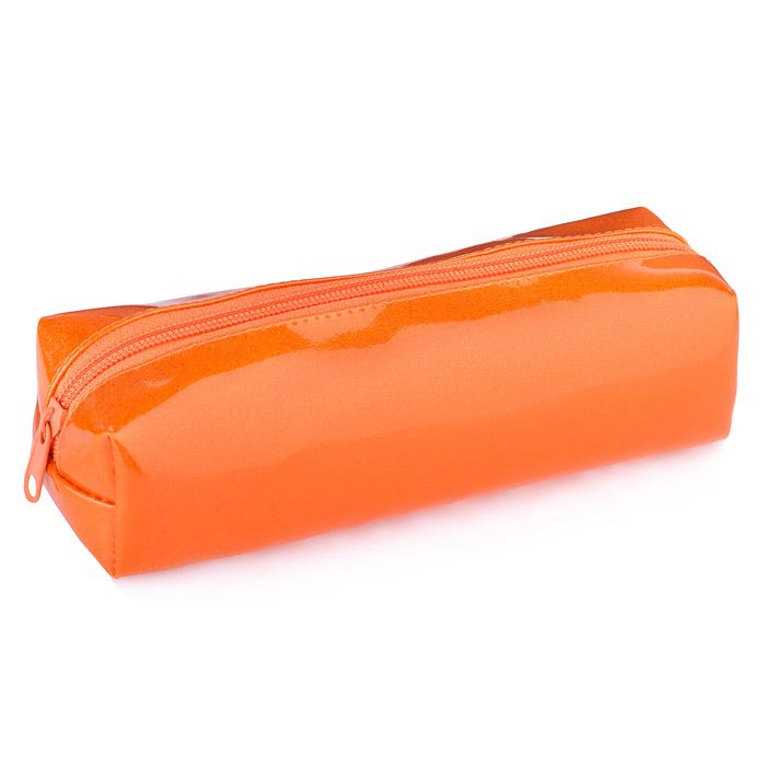 Пенал-косметичка на молнии, малый, ткань с блестками (Оранжевый) К-621  #1