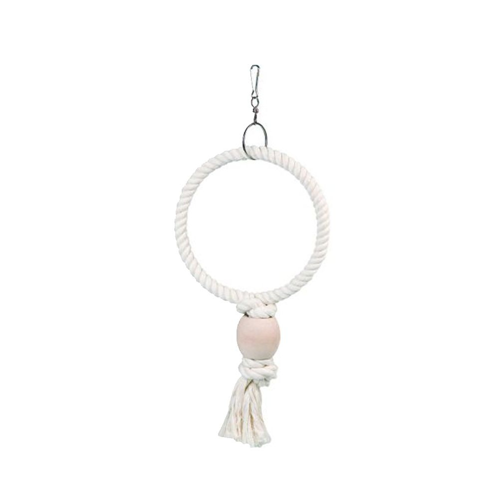 Верёвочное кольцо с шаром для попугаев, 19 см, белое, Flamingo FL108649  #1