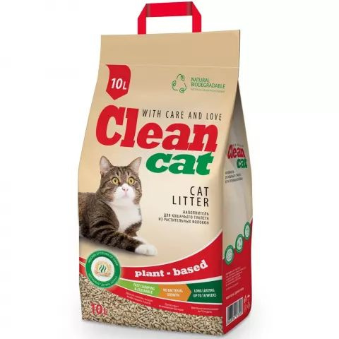 Clean Cat Наполнитель комкующийся растительные волокна 10л.  #1