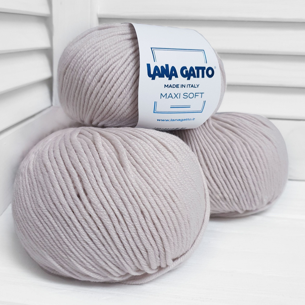 Пряжа Lana Gatto - Maxi Soft (13701 - жемчуг), 90м/50г, 3 шт. (Лана Гатто - Макси Софт/Maxisoft)  #1