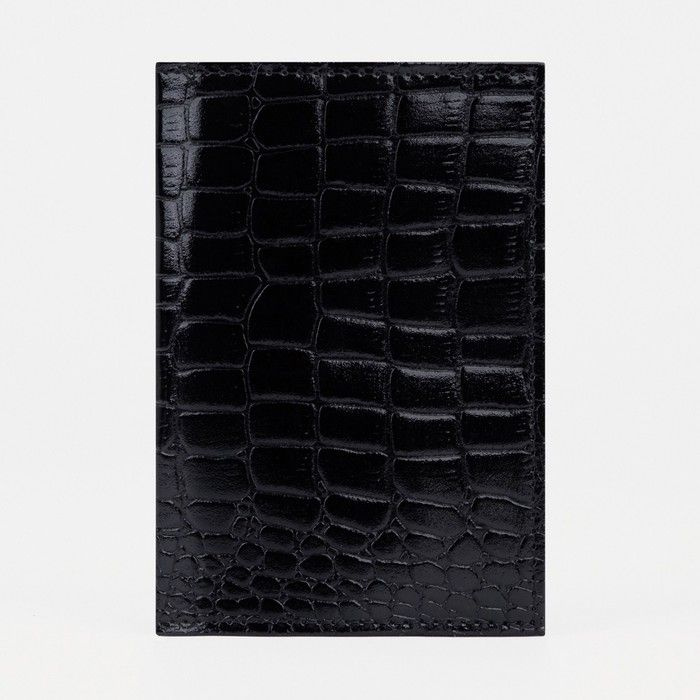 Обложка для паспорта, 5 карманов для карт, крокодил, цвет чёрный  #1