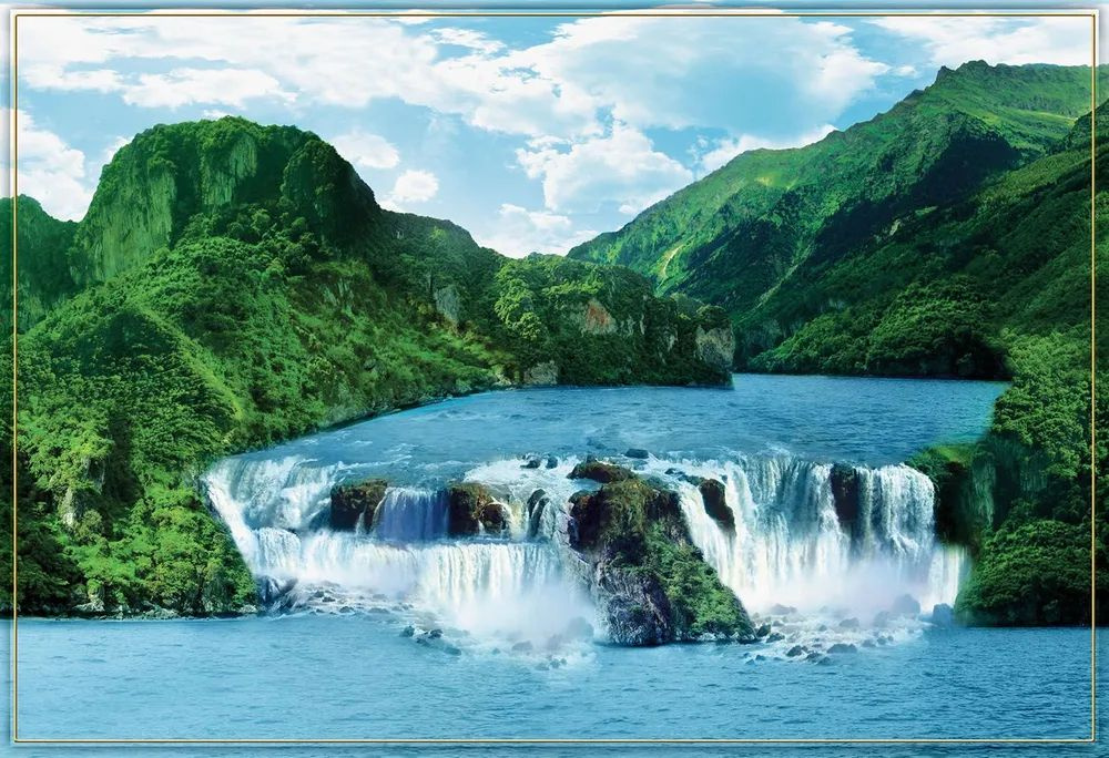 Фотообои глянцевые на стену Горные водопады 294*201 см 9 листов  #1