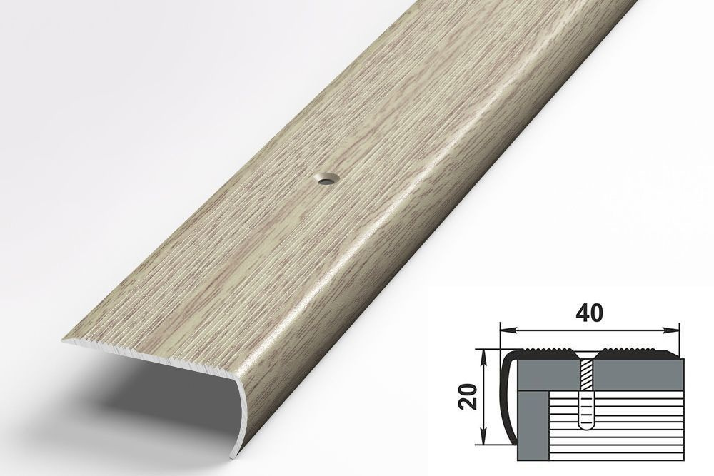 Порожек для напольных покрытий 40x20 мм, длина 0,9 м, профиль-уголок алюминиевый Лука ПУ 06, - декор #1