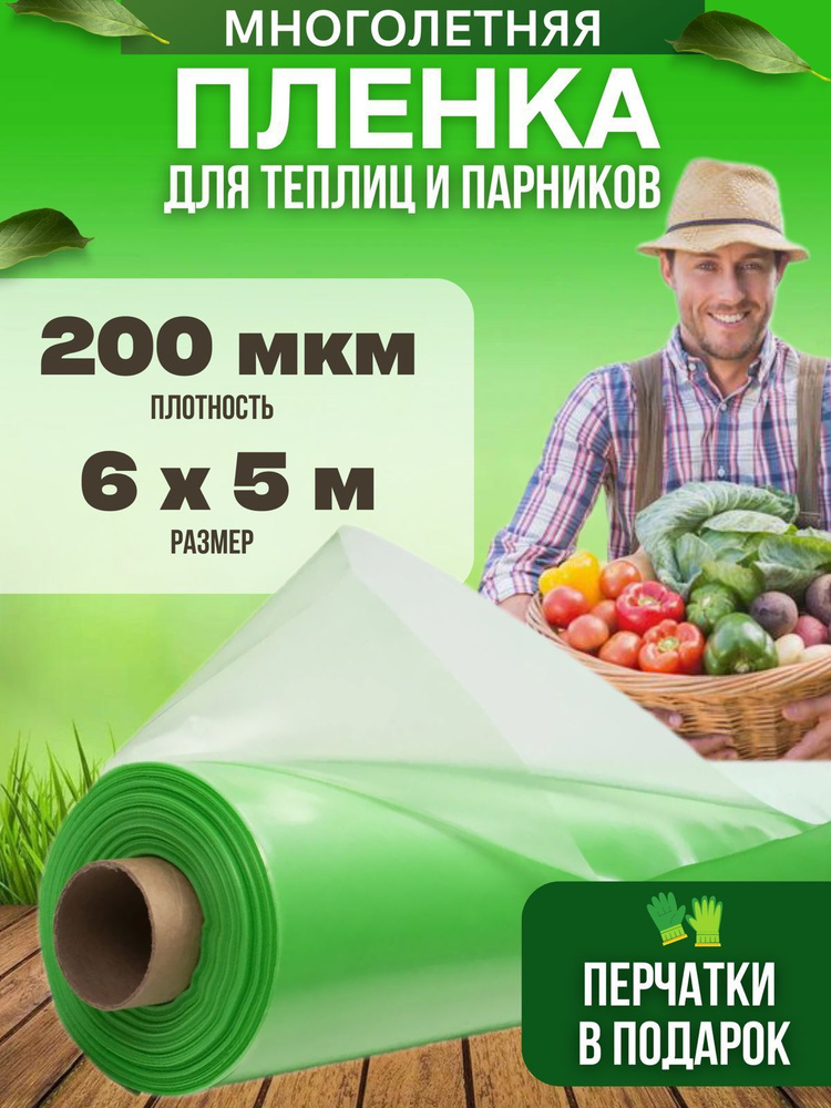 Vesta-shop Пленка для теплиц Полиэтилен, 5x6 м, 200 г-кв.м, 200 мкм, 1 шт  #1