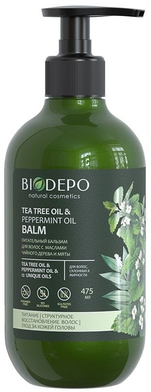 Бальзам для волос Biodepo питательный с эфирными маслами чайного дерева и мяты 475мл 1шт  #1