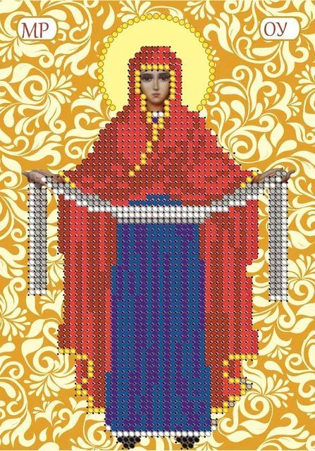 Набор для вышивания "Вышивочка" чешский бисер, икона Пресвятая Богородица Покрова, 11х16 см  #1