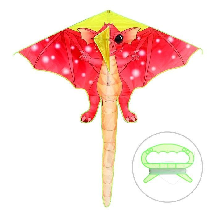 Большой воздушный змей "Дракон" для мальчиков и девочек, Управляемый летучий змей с катушкой 30 м, Игры #1