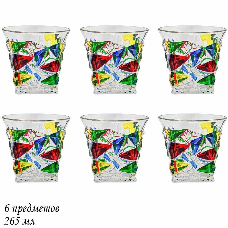 Lenardi Набор стаканов универсальный Lenardi цветное стекло , 6 шт  #1