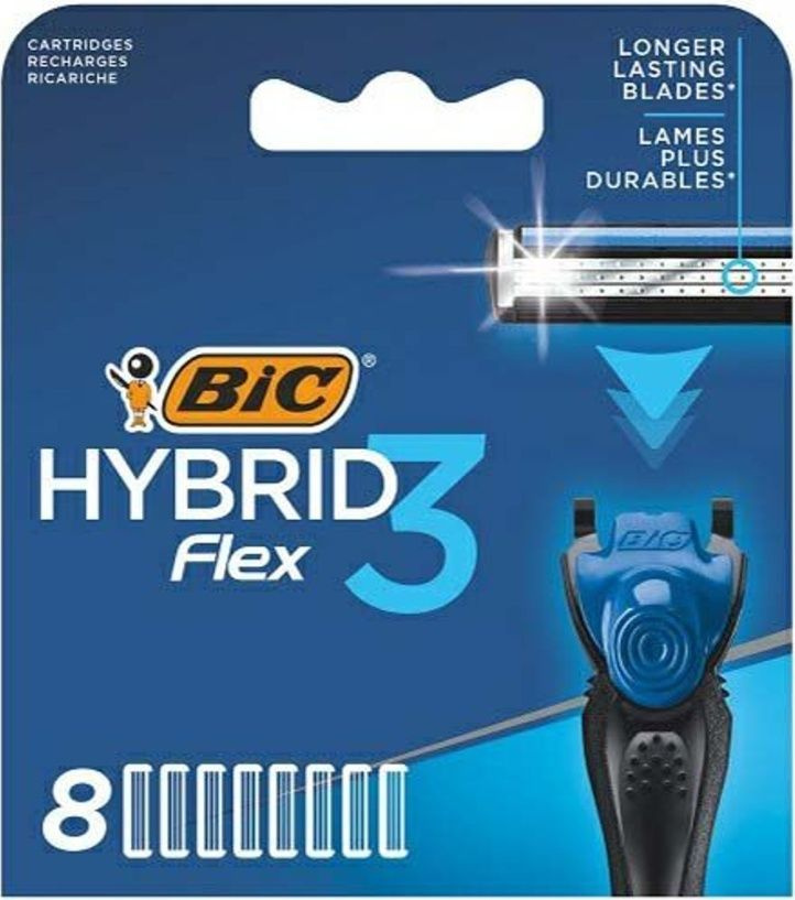 BIC / Бик HYBRID FLEX Сменные кассеты для мужской бритвы, 3 лезвия 8шт. / уход за телом  #1