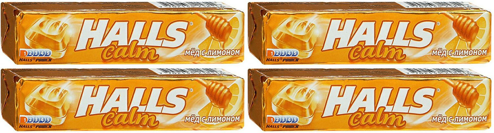 Леденцы Halls Мед и лимон, комплект: 4 упаковки по 25 г #1