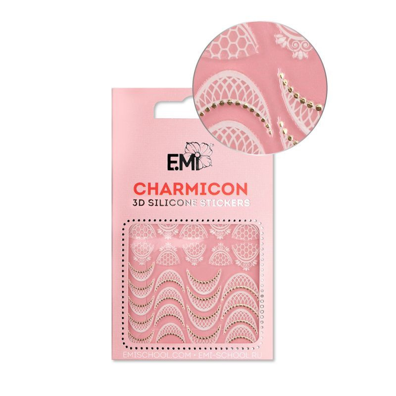 EMI Наклейки для дизайна ногтей Charmicon 3D Silicone Stickers №108 Кружевные лунулы  #1