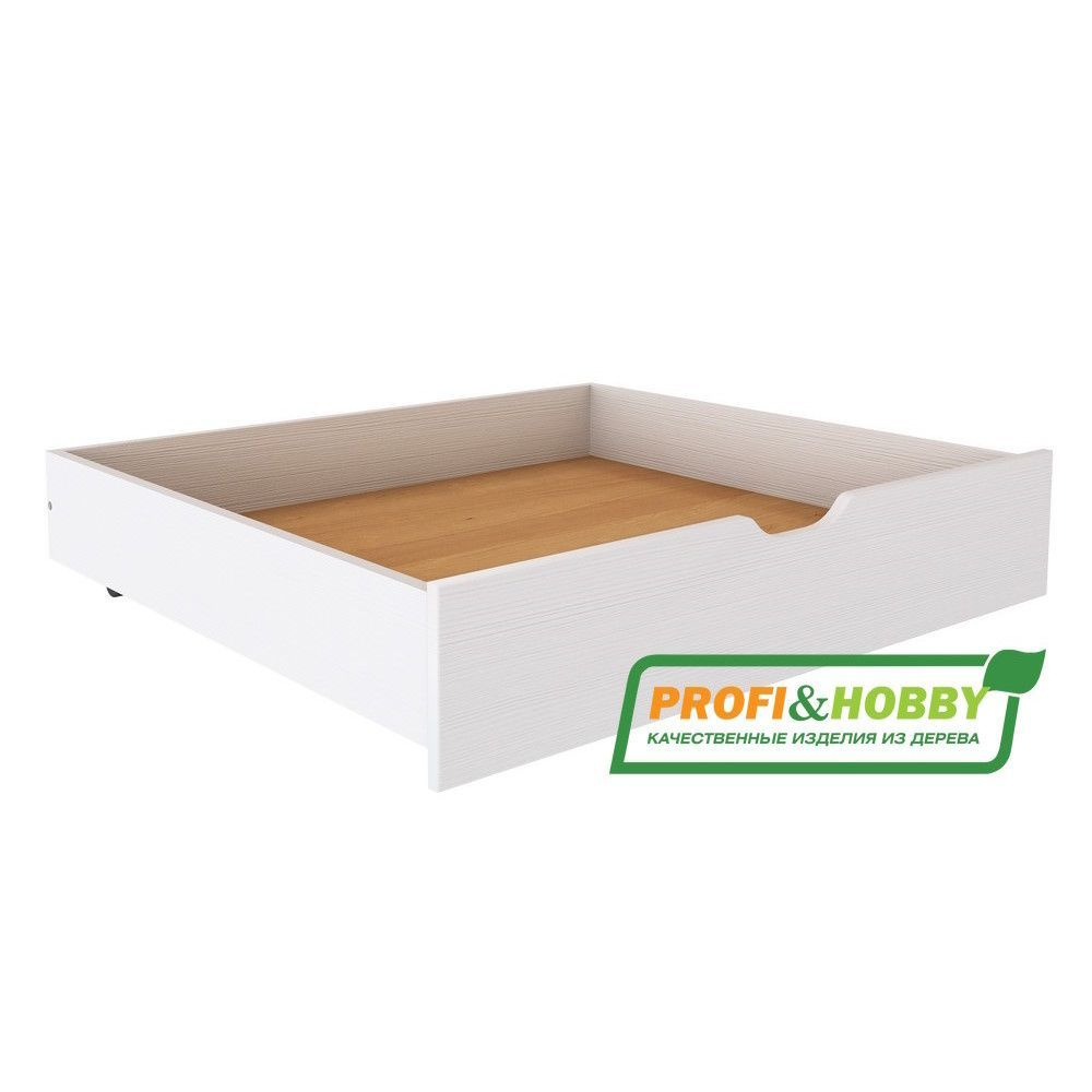 Выкатной ящик под детскую кровать 70х140 см, 100% массив сосны в белом цвете  #1