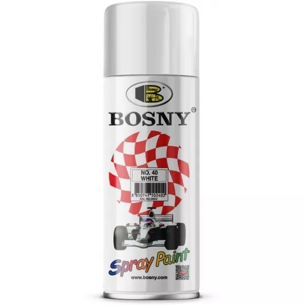 Bosny Аэрозольная краска, Акриловая, Глянцевое покрытие, 0.400 л, 0.300 кг, белый  #1