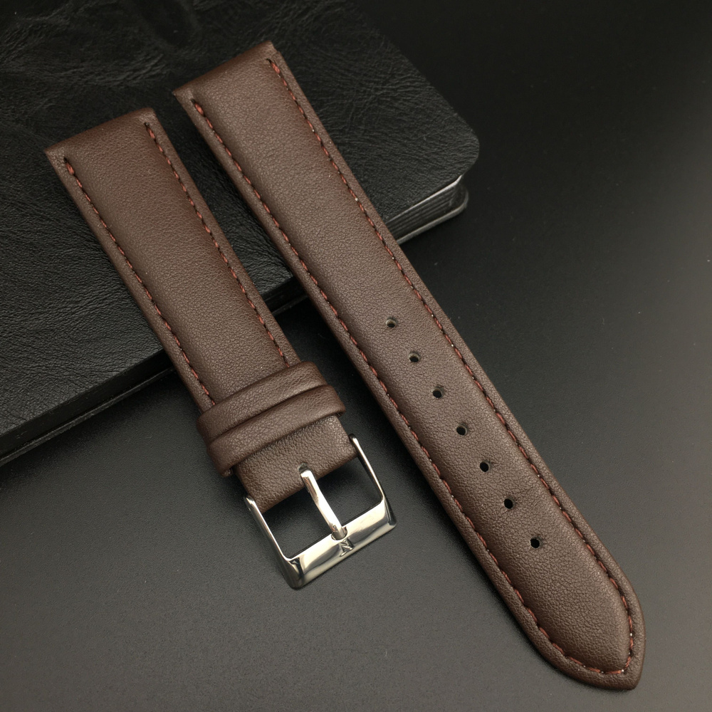 Ремешок для часов кожаный 20 мм коричневый, матовый, Nagata Leather, 1 шт  #1