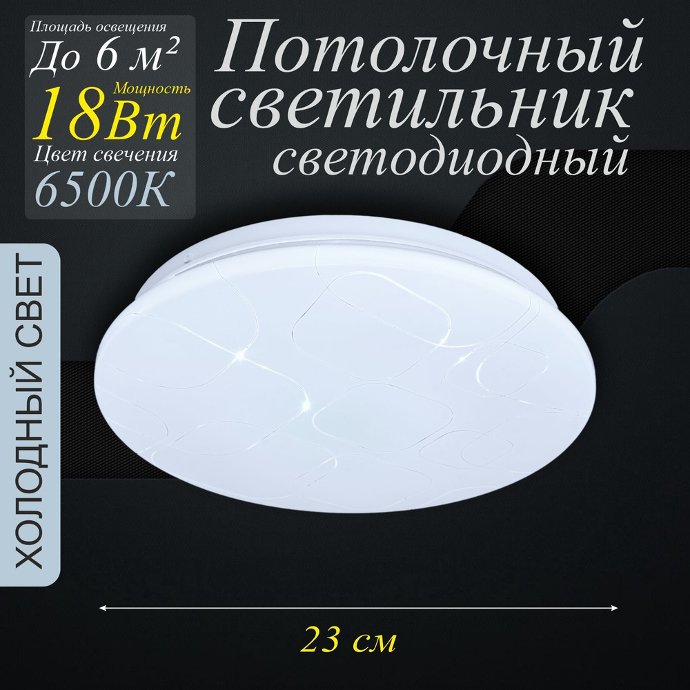 Светильник потолочный светодиодный 18Вт 6500К Глория #1