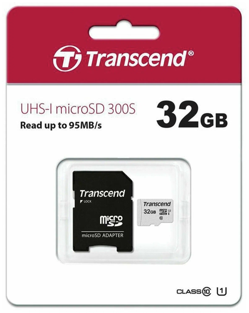 Флеш карта Micro SecureDigital 32Gb Transcend TS32GUSD300S-A MicroSDHC Class 10 UHS-I, SD adapter  #1
