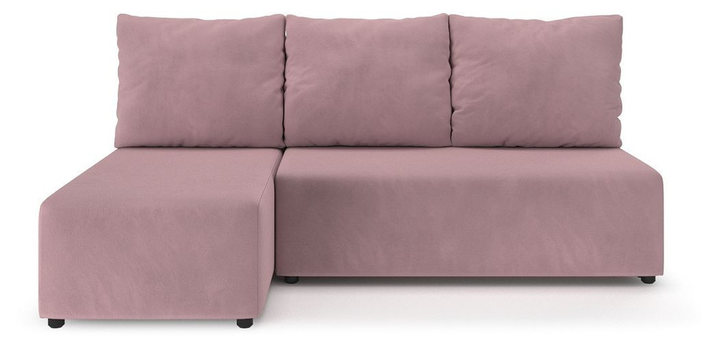 Угловой диван-кровать PUSHE раскладной Каир Lux, левый угол, велюр, розовый Balance 312  #1