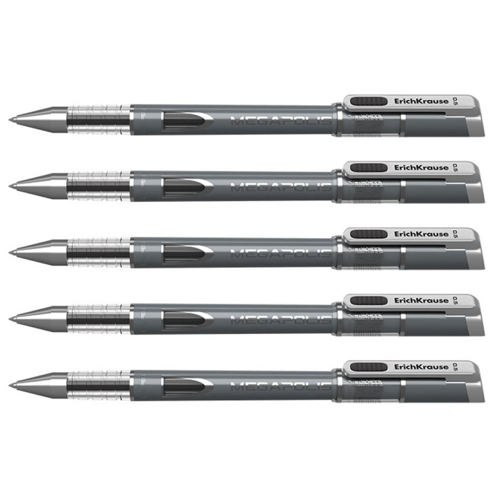 ErichKrause Ручка Гелевая, толщина линии: 0.5 мм, цвет: Черный, 5 шт.  #1