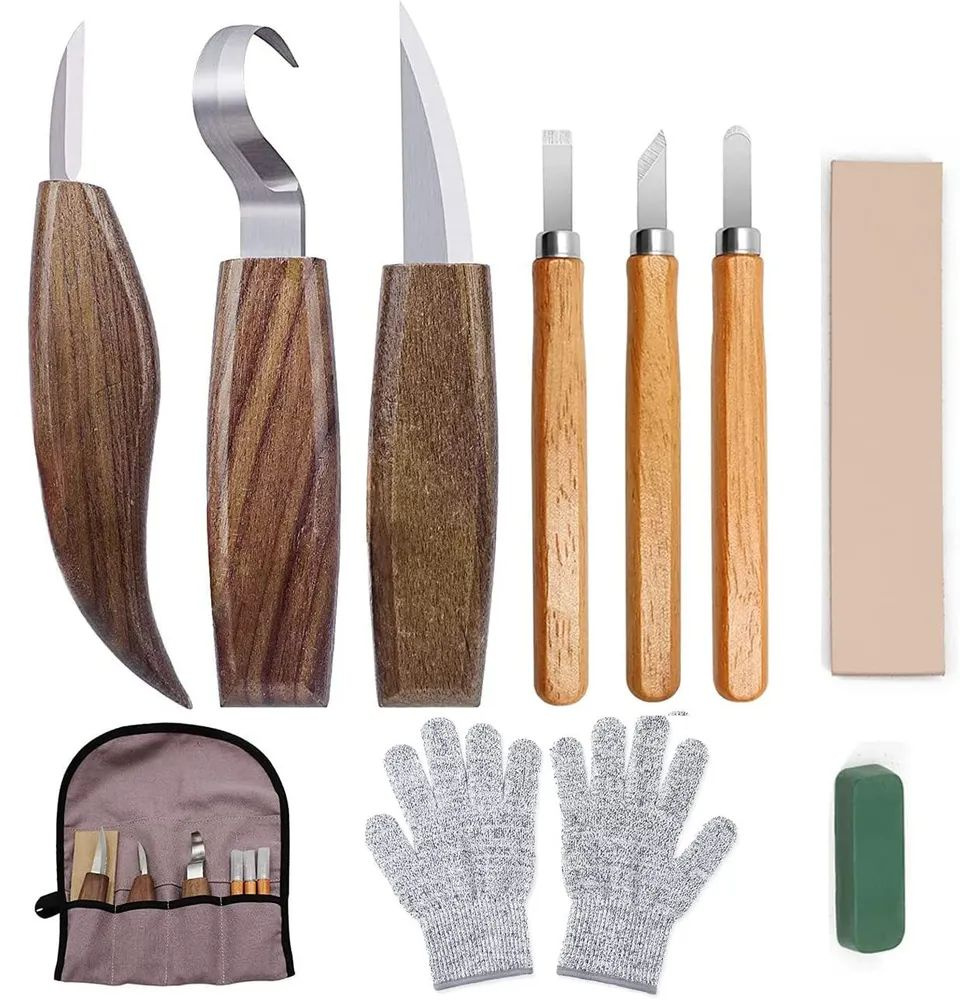 Нож для резьбы по дереву 10 шт, для скульптур, ложек, чаш и посуды ...