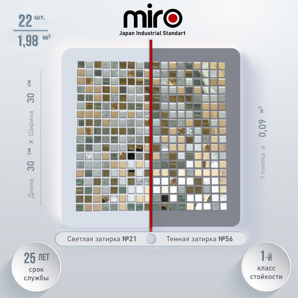 Плитка мозаика для кухни MIRO (серия Cerium №4) на фартук моющаяся высокопрочная долговечная, размер #1