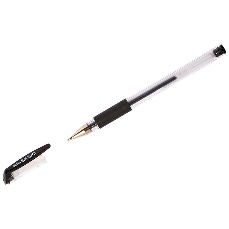 Ручка гелевая OfficeSpace черная, 0,5мм, грип (1 шт) #1
