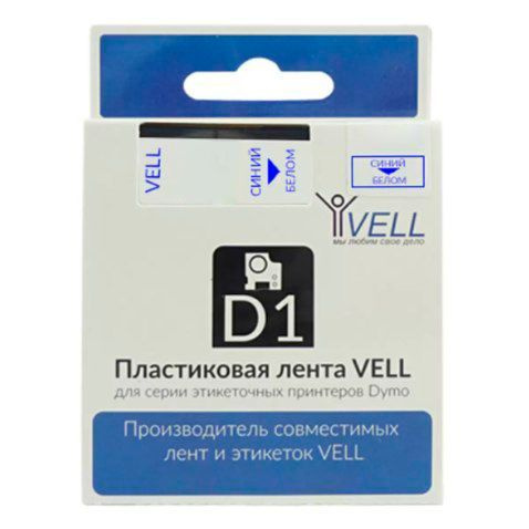 Лента Vell VL-D-45014 (12 мм, синий на белом) #1