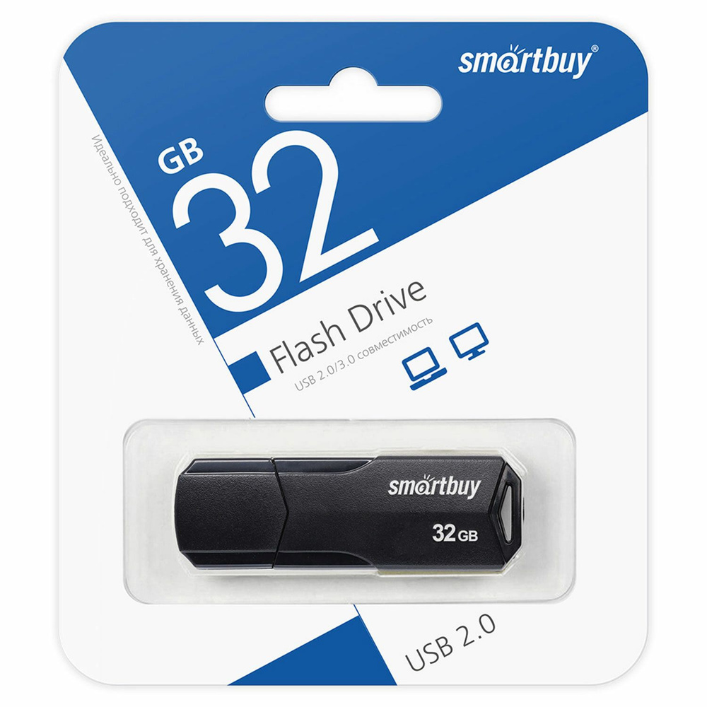 Флеш-диск 32GB SMARTBUY Clue USB 2.0, черный, SB32GBCLU-K #1