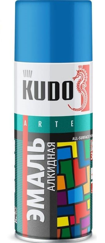 Аэрозольная краска KUDO "Эмаль универсальная высокопрочная RAL в баллончике", Алкидная, 0.52 л, Голубая #1