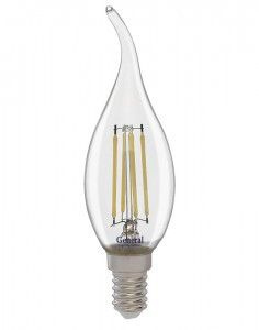 Светодиодная LED лампа General филамент свеча на ветру E14 12W 6K 35x98 (нитевидная) прозр GLDEN-CWS-12-230-E14-6500 #1