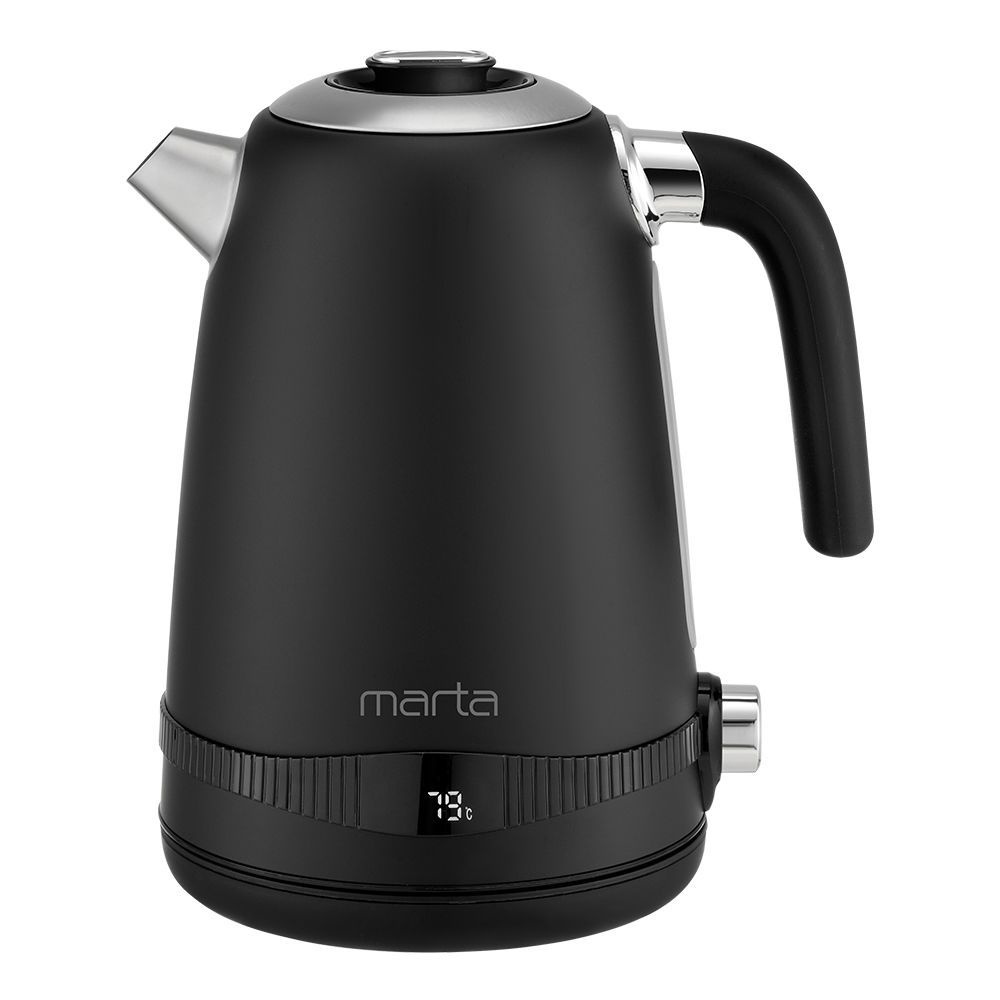 Чайник электрический MARTA MT-4628 металлический с датчиком температуры/ электрочайник, черный  #1