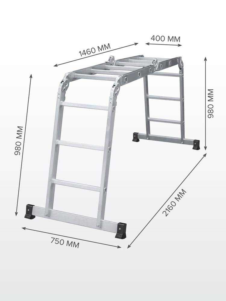 Лестница-стремянка 4х3 алюминиевая, ширина 400 мм NV 1322 #1