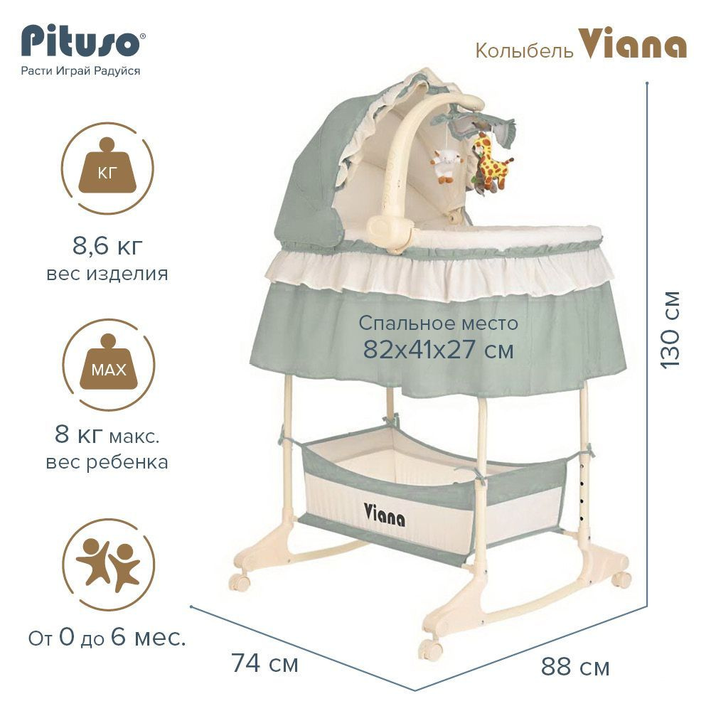 Колыбель Pituso 3 в 1 Viana Olive #1