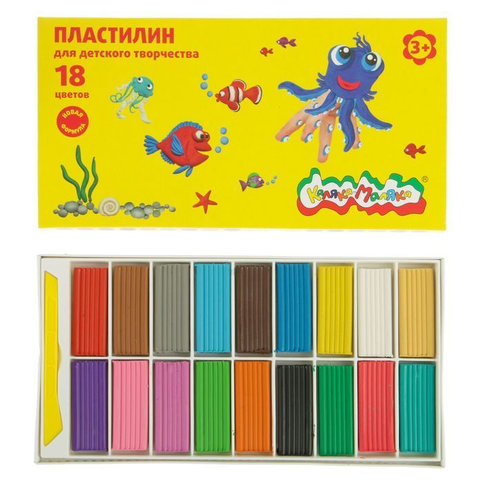 Пластилин Каляка-Маляка 18 цветов, 270 г, со стеком (ПКМ18-П)  #1