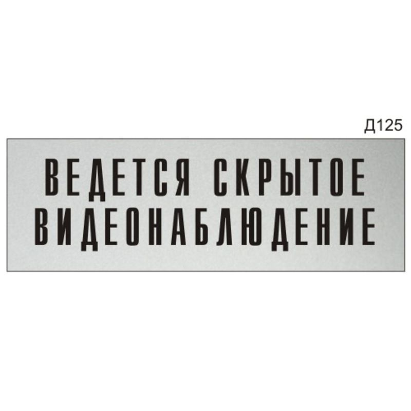 Информационная табличка "Ведется скрытое видеонаблюдение" на дверь прямоугольная Д125 (300х100 мм)  #1