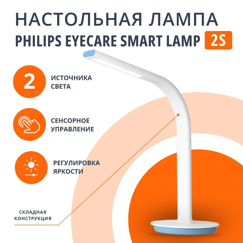 Светильник светодиодный настольный Xiaomi Philips Eyecare Smart Lamp 2S, сенсорный, управление со смартфона #1