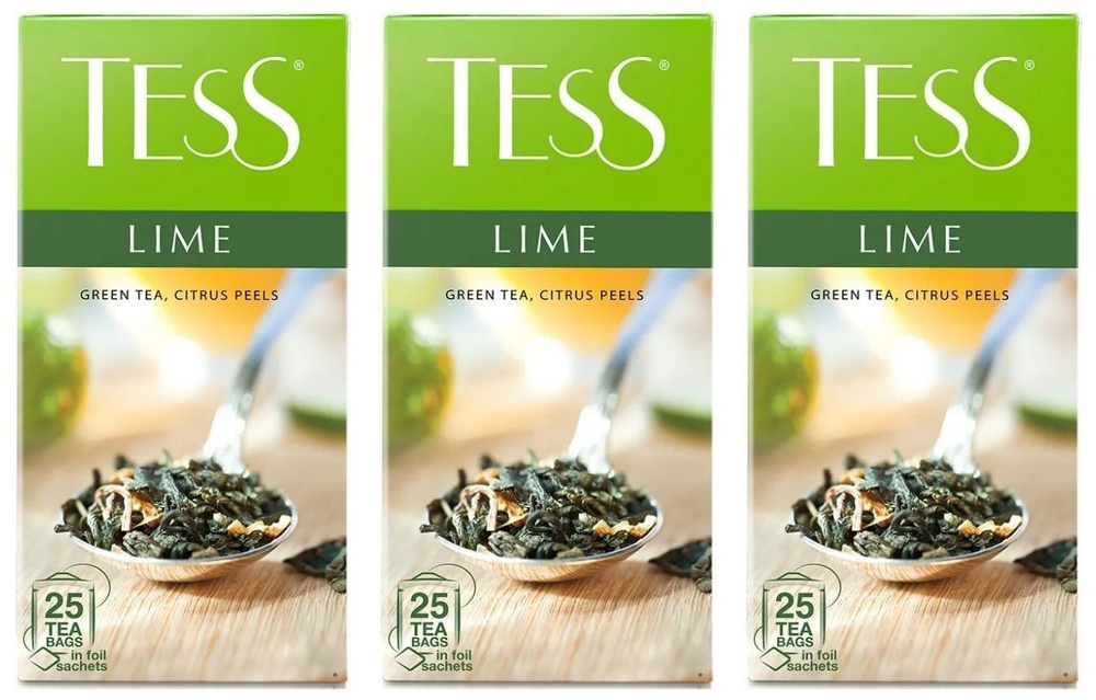 Tess Чай зеленый Lime, 25 пакетиков, 3 уп #1