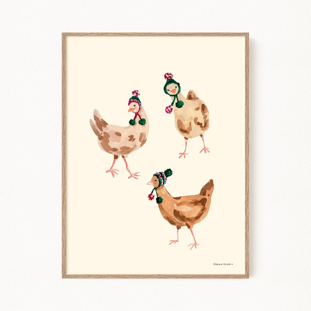 Постер "Chickens Wearing Hats - Цыплята в шляпах", 21х30 см #1
