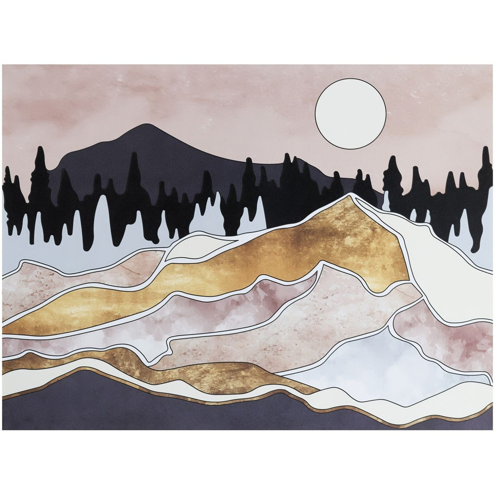 Картина цветным песком ТРИ СОВЫ "Полнолуние в горах", 30х40 см, картонный пакет с европодвесом (ФП_47869) #1