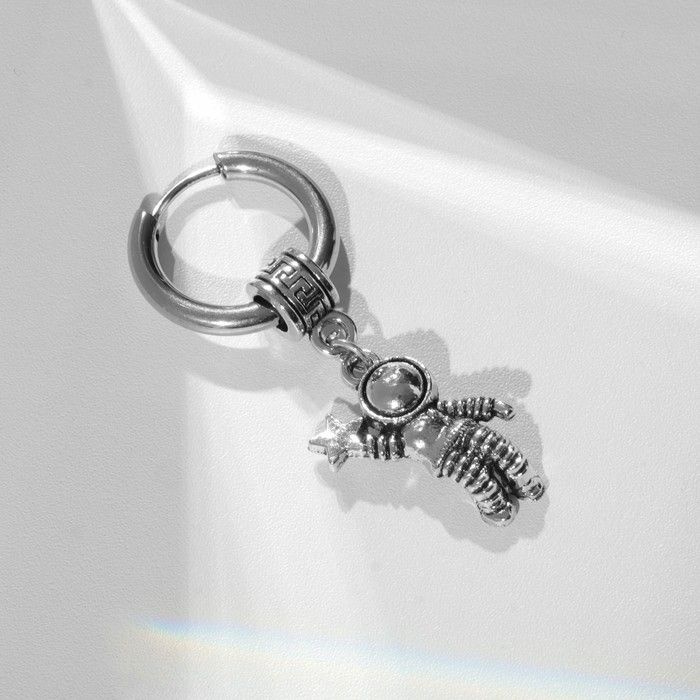 Пирсинг в ухо Кольцо космонавт, d 13 мм, цвет серебро .2 шт.  #1