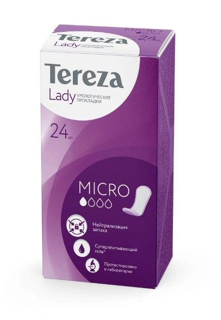 Прокладки урологические для женщин TEREZAMED LADY Micro, 24 шт, белый  #1