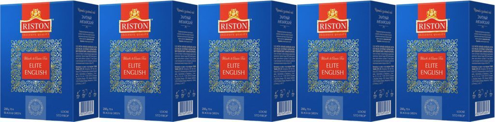 Чай черный с зеленым Riston Elite English листовой, комплект: 5 упаковок по 200 г  #1