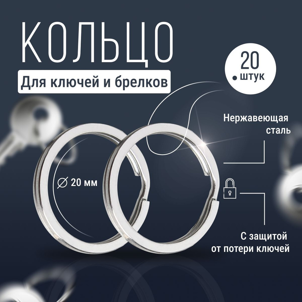 Кольцо металлическое для ключей и брелков, фурнитура для брелка Monblick Ring 20 мм, серебристый, 20 #1