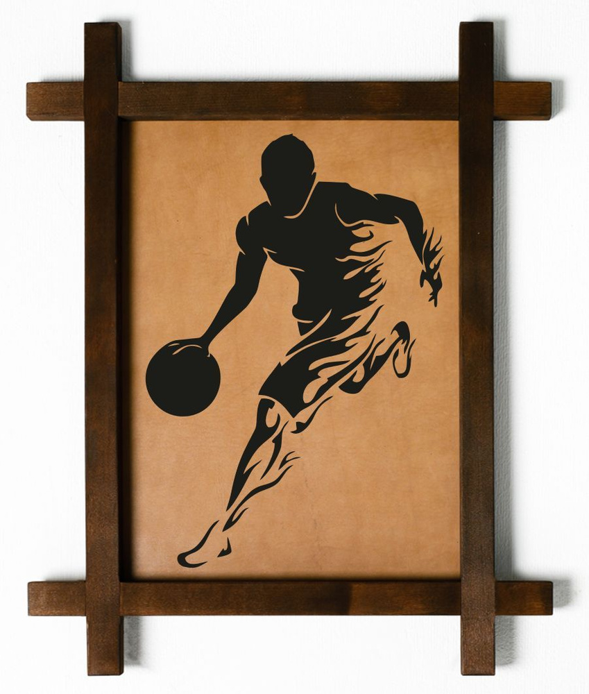 Картина Баскетбол, интерьерная для украшения и декора на стену в деревянной  раме, подарок, натуральная кожа, BoomGift - купить по низкой цене в  интернет-магазине OZON (1159444529)
